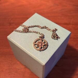 Vintage Compass Rose silver Necklace. Nautical, vintage, summer, coastal.